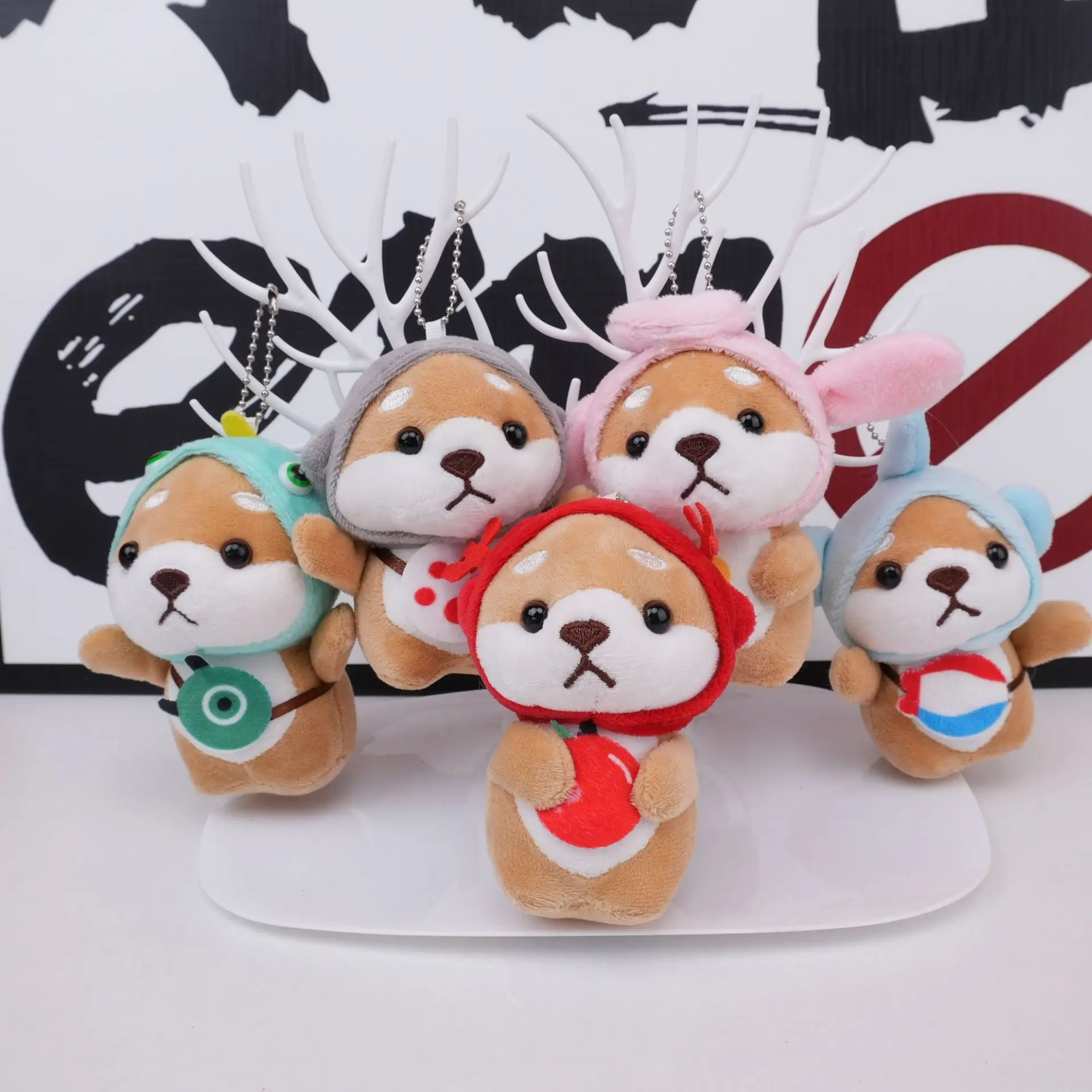 

100 Pcs Small Shiba Inu Plush Book Doll Keychain Cute Bag Charm