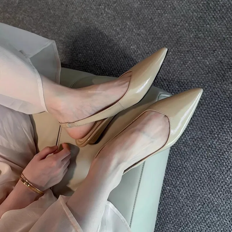 Designer Summer Cover Toe Slip on Women Sandals Concise Low Heel Shoes Elegant Office Ladies Slingbacks Mules Pumps - view 5