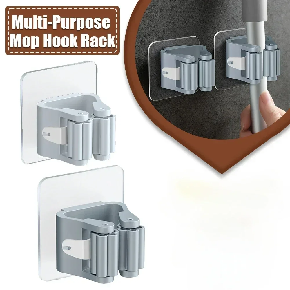 

4PCS Wall Mounted Mop Organizer Holder Wall-Mounted Waterproof Mop Storage Rack Broom Hanger Hooks Household Tools