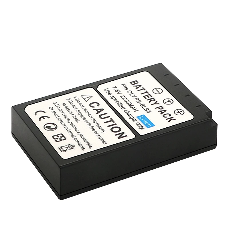 2200mAh BLS-5 BLS-50 PS-BLS5 Battery for Olympus OM-D E-M10, Mark II, Mark III, Pen E-PL2, E-PL5, E-PL6, E-PL7, E-PM2, Stylus 1