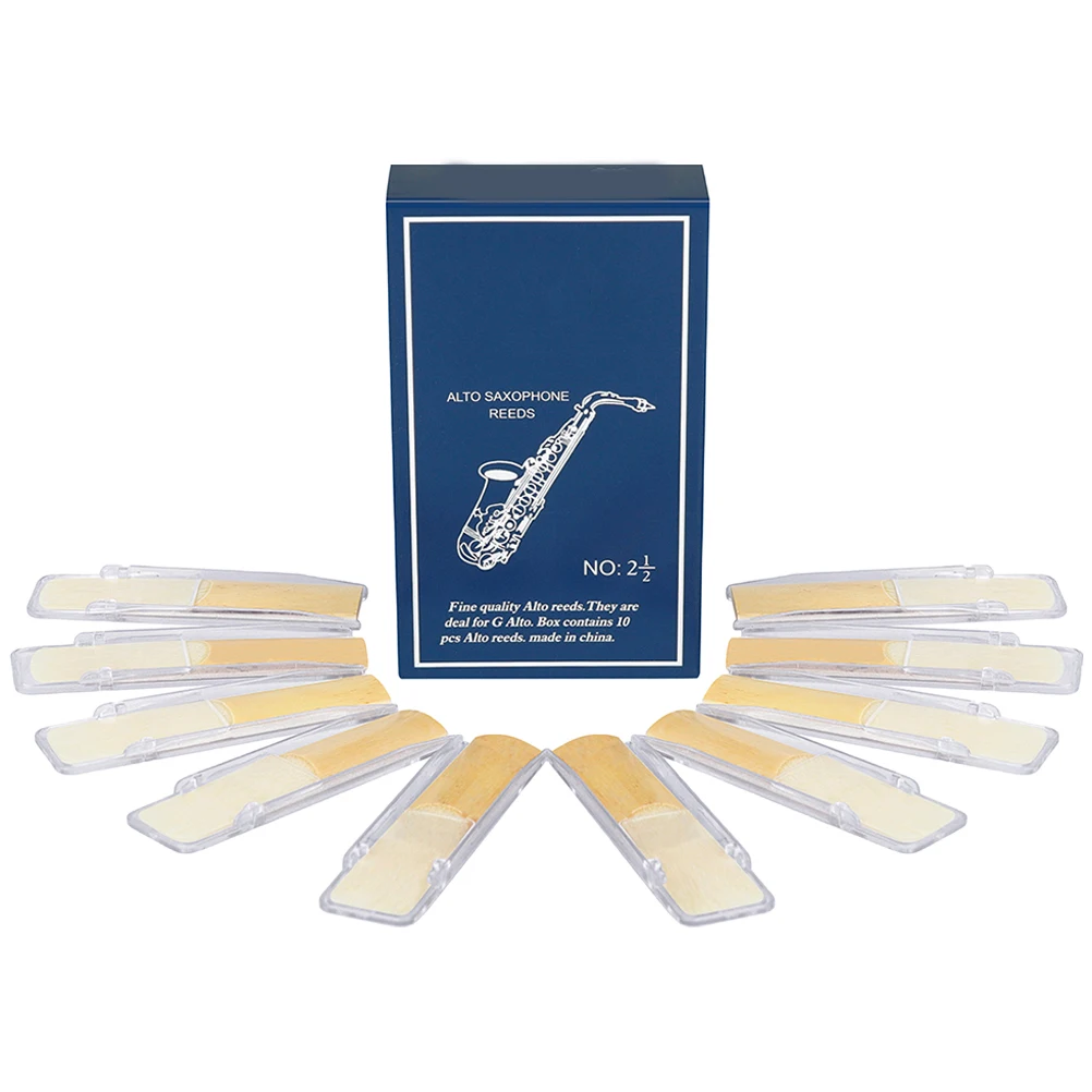 

10pcs Saxophone 2.5 Medium Hardness Premium Traditional Sax Reeds For Beginner Professional Instrument Accessories Part Strength