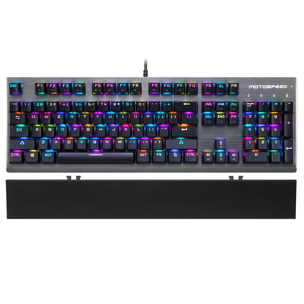 Imagem -04 - Original Motovelocidade Ck108 Rgb Azul Interruptor Mecânico Inglês Teclado Jogos com Fio Led Retroiluminado Backlight para Gamer pc Desktop