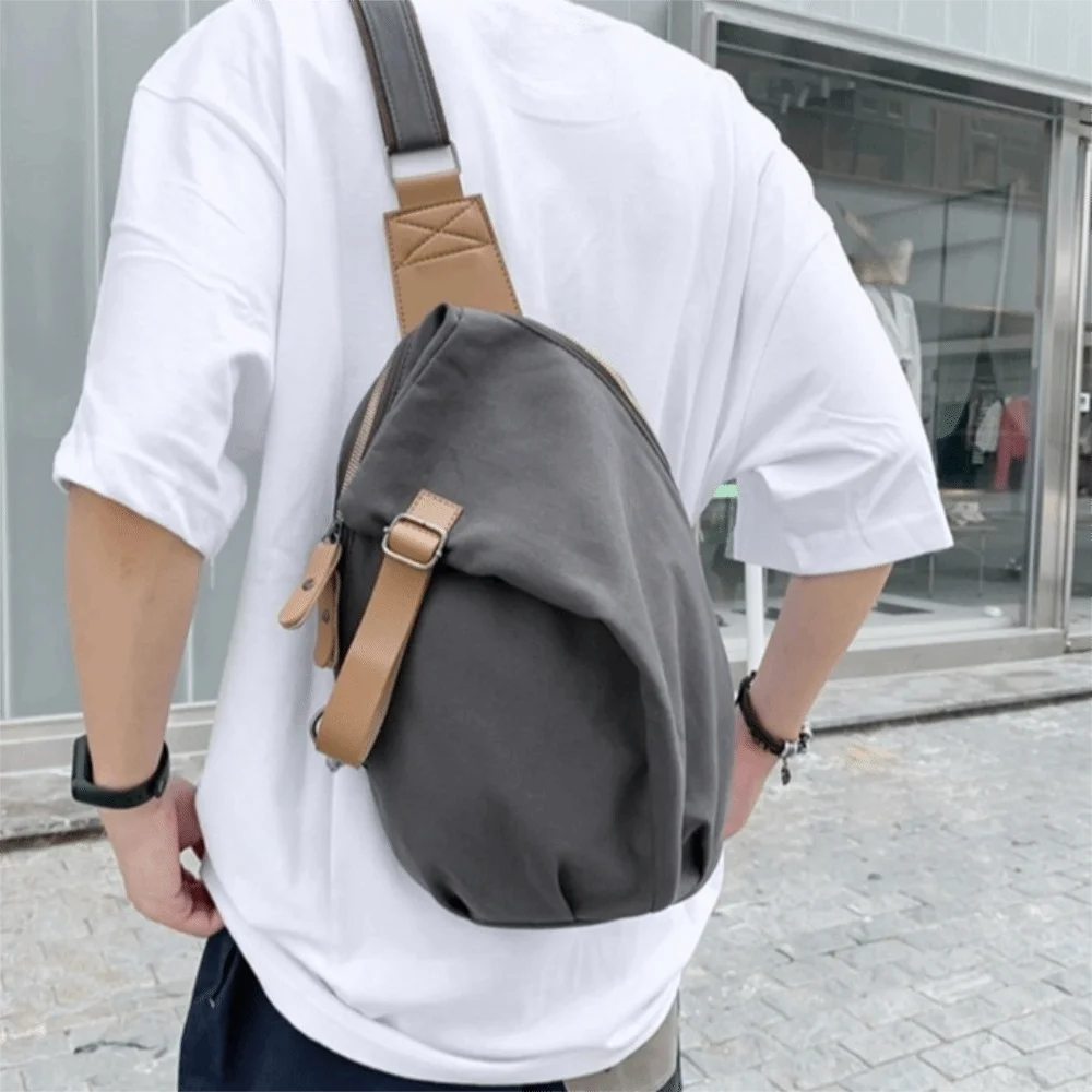 

Solid Color Men's Chest Bag Waterproof Large Capacity Nylon Crossbody Bag Commuting Multifunctional Cycling Shoulder Bag Outdoor