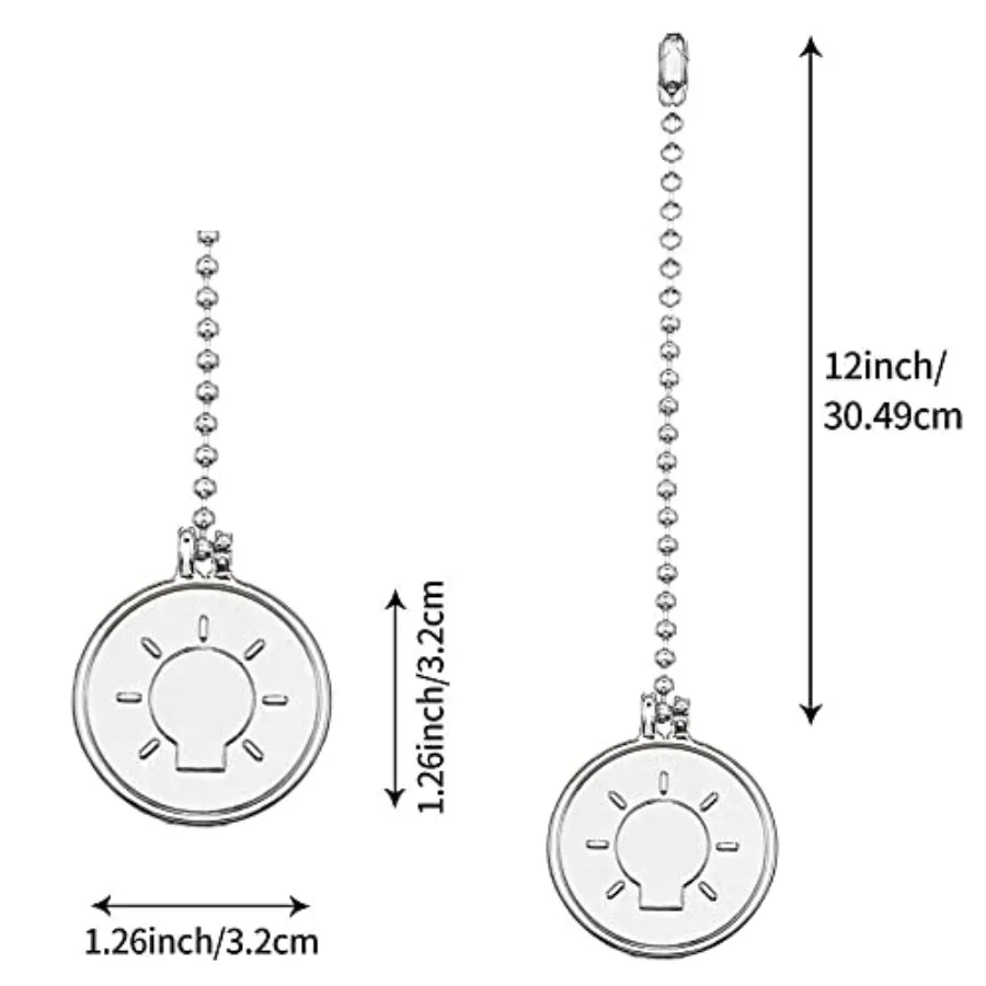 Ceiling Fan Pull Chain Decorative Extension A set of 2 Ornaments Chains 12 Inch Bulb and Fan Pattern Pull Chain Extension For C