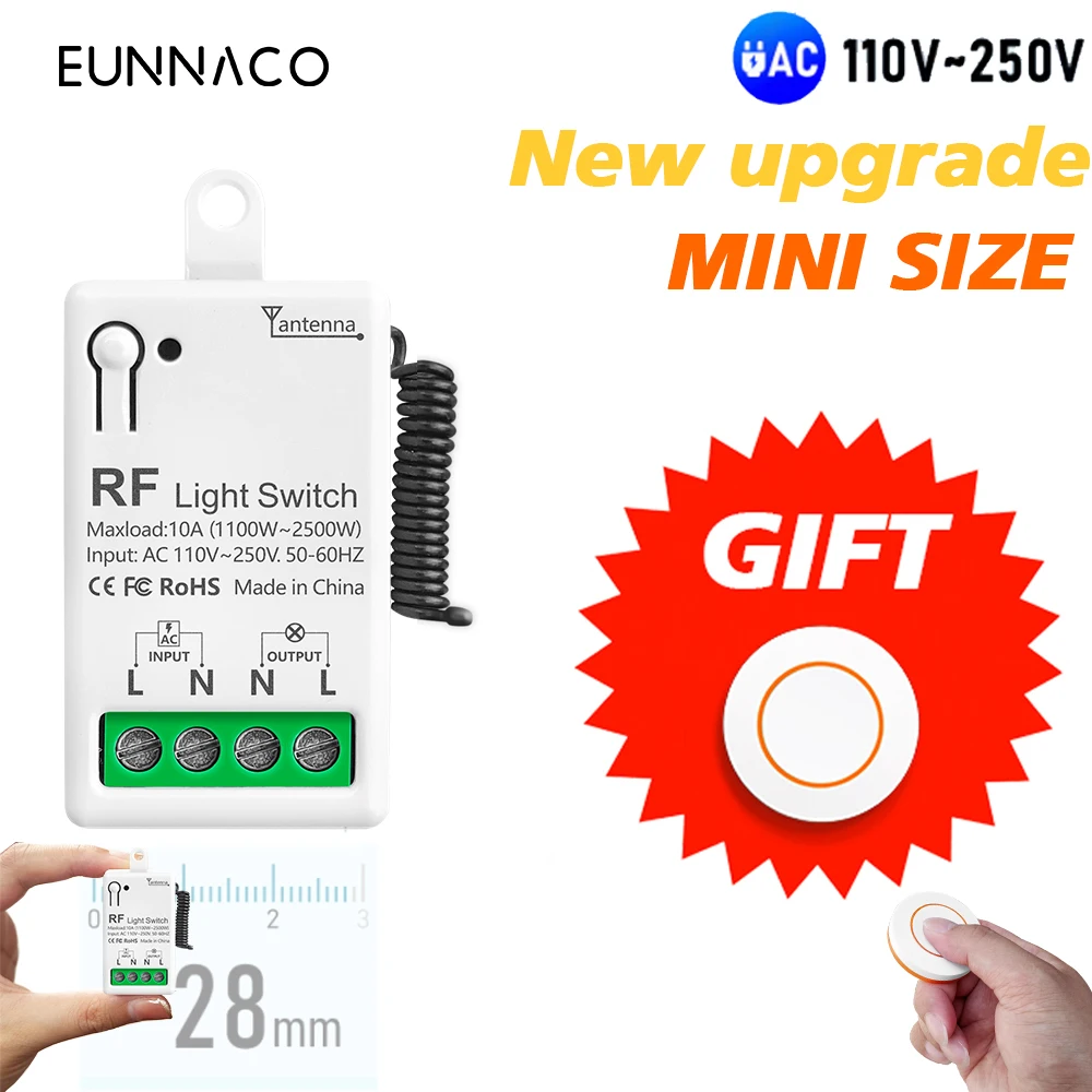 RF433Mhz Mini Size Module Wireless Remote Control Smart Light Switch 110V 220V 10A 50m Transmitter for Lamp LED Fan light