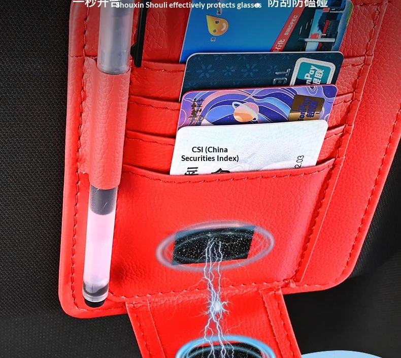 Auto-Sonnenblenden-Organizer Multifunktionaler Auto-Brillenhalter Karten-ID-Ticket-Clip Auto-Innenraum-Aufbewahrungstasche Neuer Nützlicher Auto-Zubehör – Detail 11