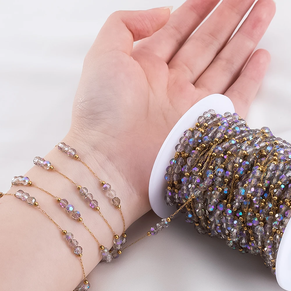 1 미터 스테인레스 스틸 비즈 체인 쥬얼리 만들기 DIY 여성 팔찌 목걸이 쥬얼리 크리스탈 공 페르시 체인 액세서리