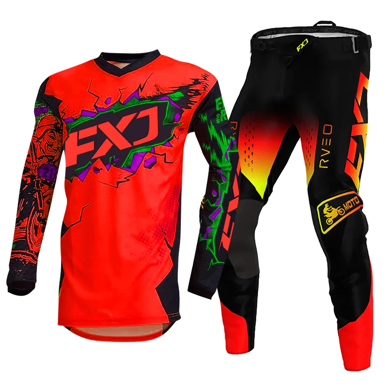مجموعة تروس موتوكروس للأطفال إندورو كروس على الطرق الوعرة صبي فتاة BMX DH بدلة سباق 5 6 7 8 9 سنوات جيرسي بانت أطقم