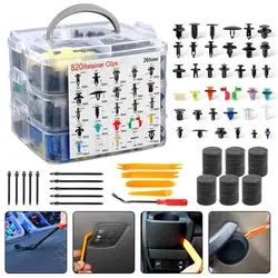 820/925Pcs Car Buckle Boxed Kit Bumper Screw Repair Rivet Fastener Auto Pry Tools For Universal Car Interior Body Parts Set