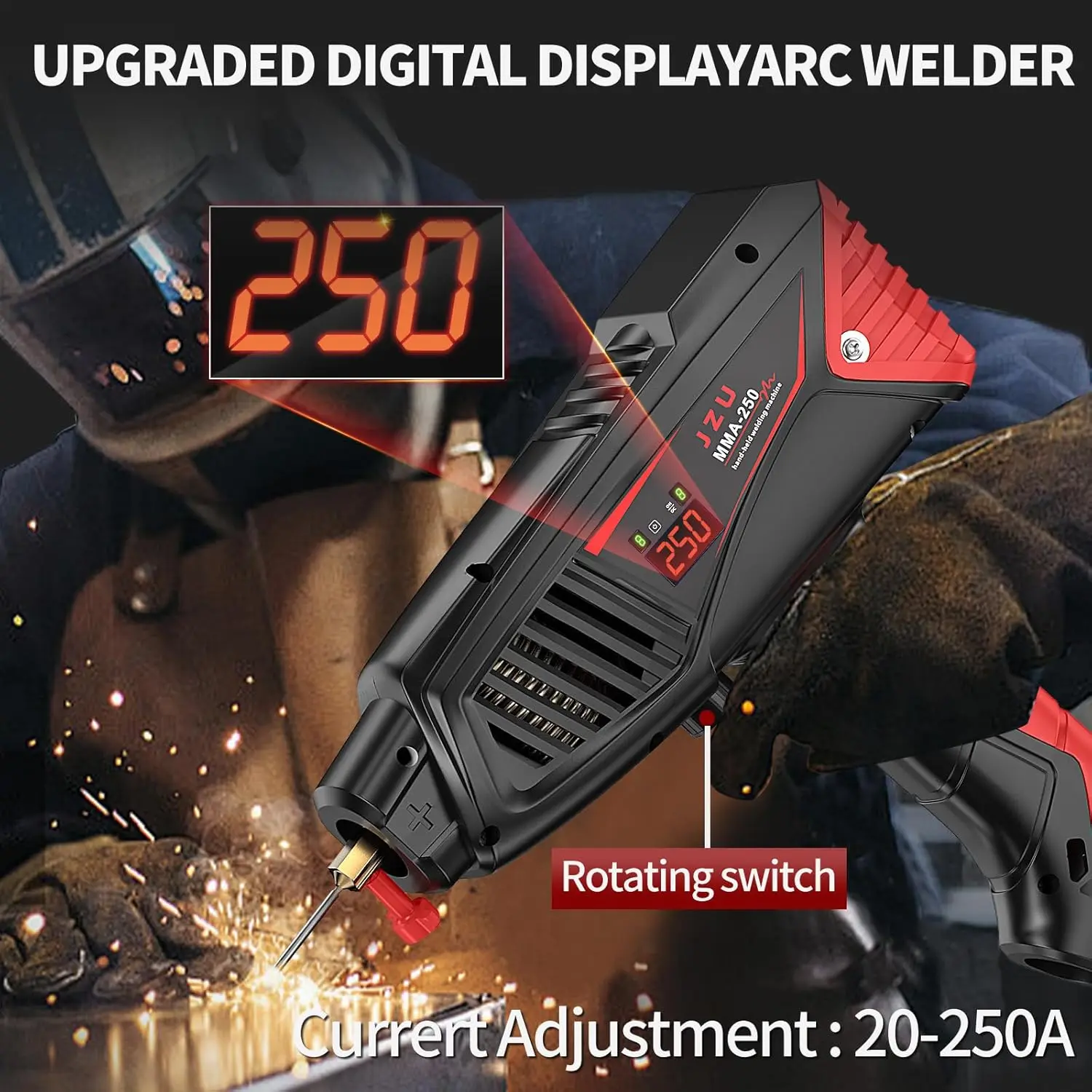 Handheld Welding Machine, Upgrade Mma-250A Igbt Inverter Portable Arc Welder With Lcd Display, 110V Welder Gun, Compact