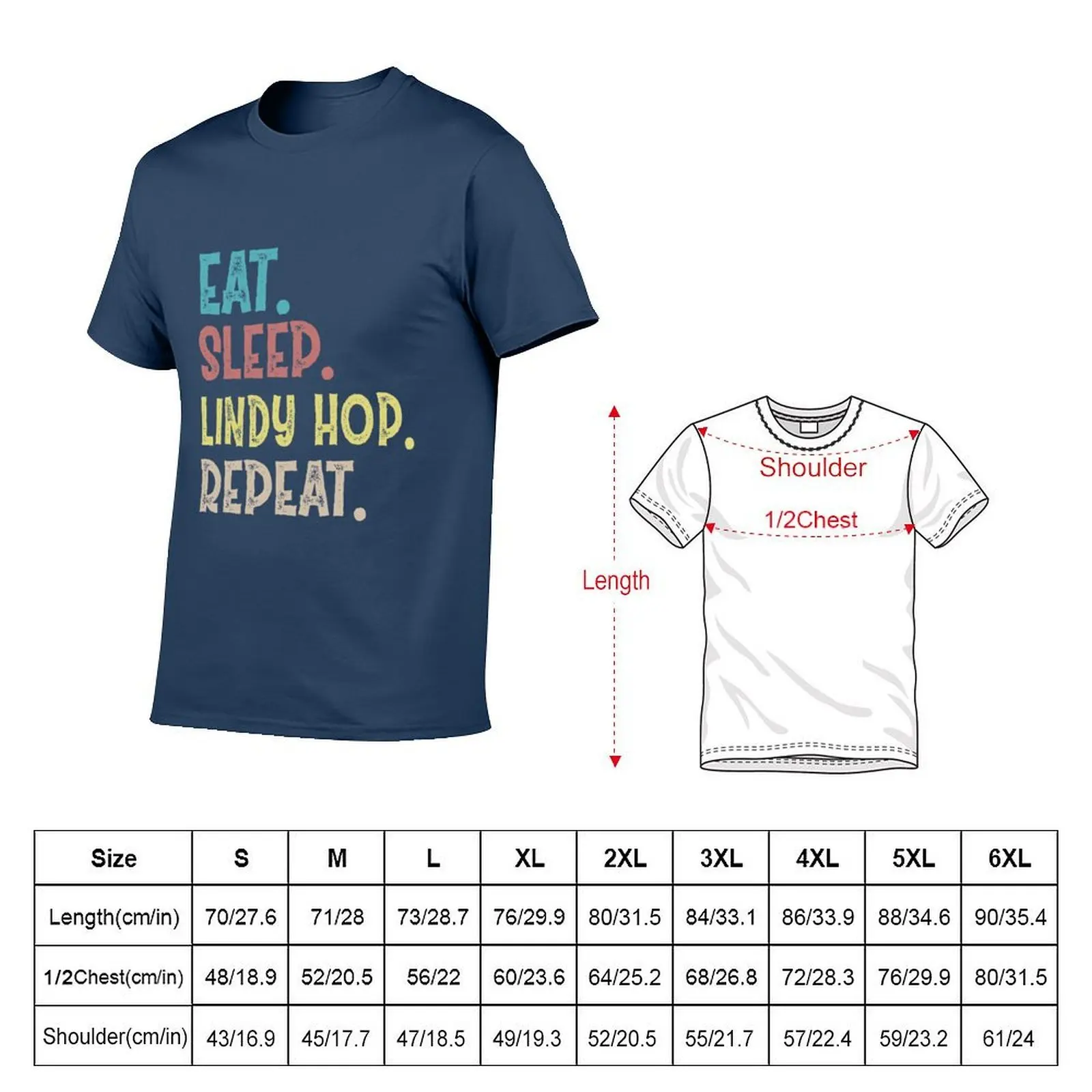 Eat Sleep Lindy Hop Repeat T-Shirt Summer Print Short Sleeve Tee