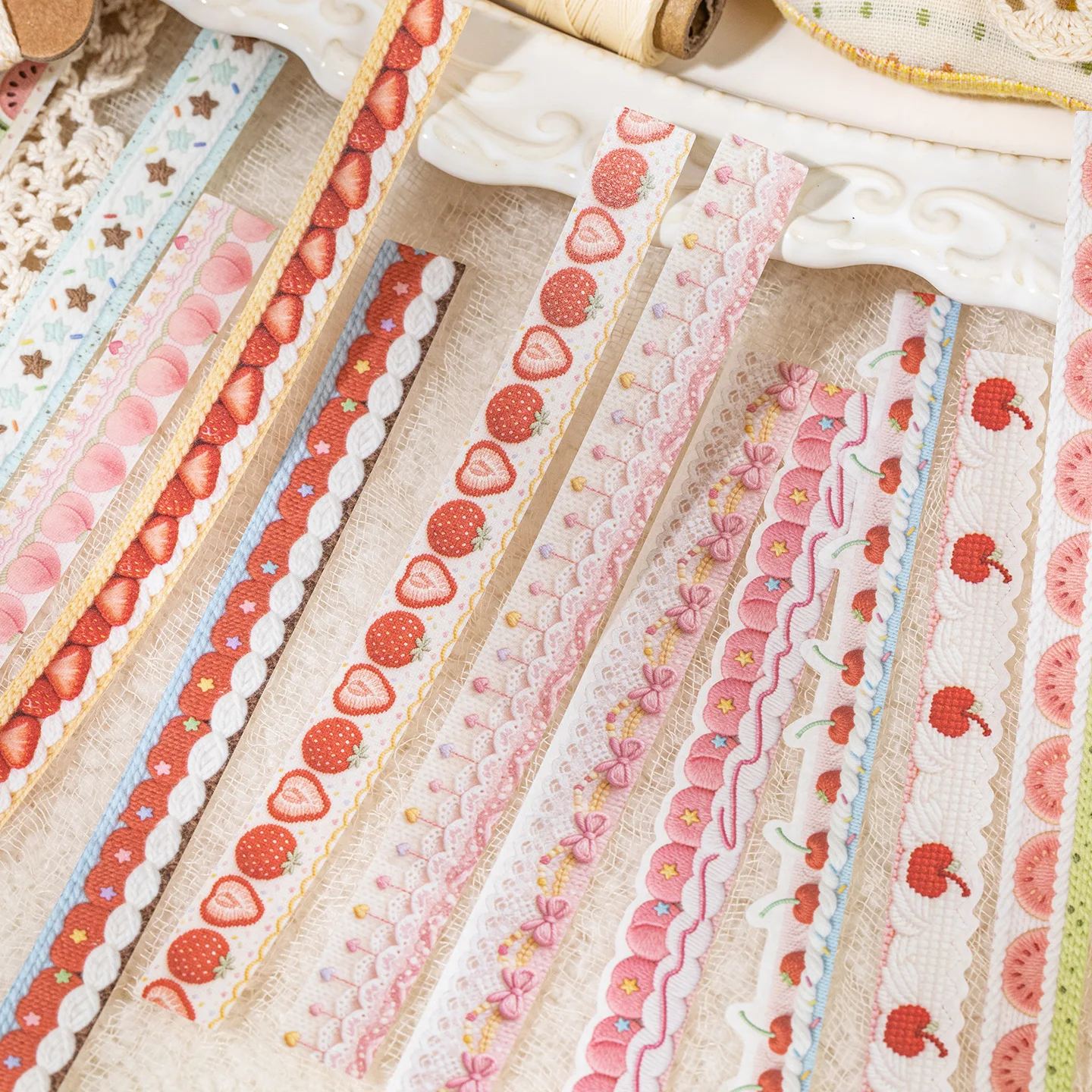 40pcs/set New Color Stickers Fabric Time Simulated Knitted Long Lace Note Stationery Children Gifts School Office Supplie