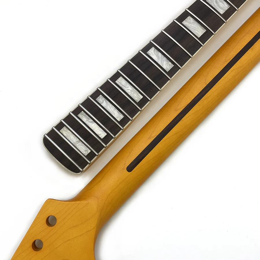 Hooqu 22-ладовый атласный кленовый гриф для электрогитары ST, гриф для электрогитары с большой головкой и белой переплетом