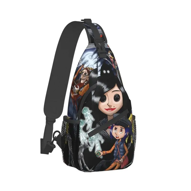 Personalizzato Halloween Horror Film Coraline Sling Bag uomo Cool spalla petto Crossbody zaino viaggio escursionismo Daypack