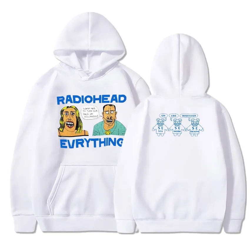 Radiohead 90s Vintage Rock Band Hoodie Hip Hop Everything Music Album Print Sweatshirt Harajuku Streetwear Hoodies Men Women