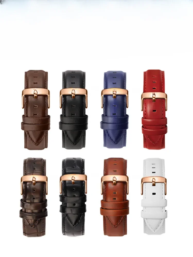 Classic Cowhide Genuine Leather Men Women Stainless Steel Buckle Watchbands for DW Daniel Wellington Waterproof Soft Watch Strap