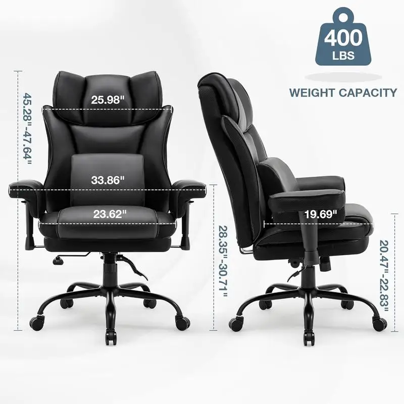 Ergonomic High Back Office Chair, 400lbs Rocking Desk Chair with Adjustable Armrests and Massage Lumbar Support, Height