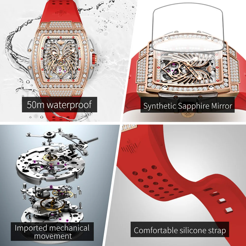 OUPINKE 3225 Ladies Watch Automatic Mechanical Watch 50M Waterproof Sapphire Leather Watches For Women Date Box Gifts Original