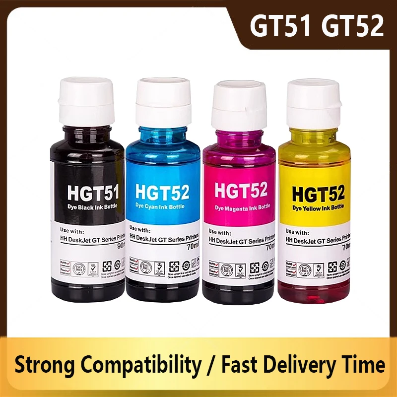 GT51 GT52 Ink GT51 GT52 Refill Ink For HP Tank 115 310 410 500 515 518 530 750 790 DeskJet GT5810 5820 GT5810 GT5820 printer ink