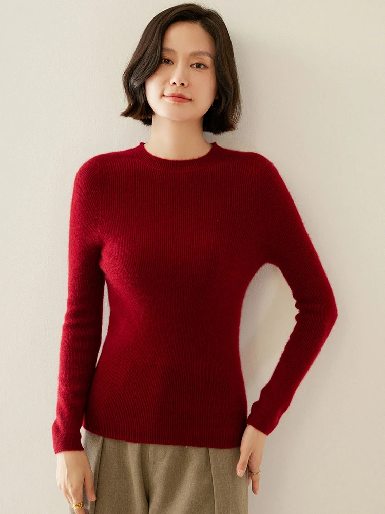 

Basic Women's 100% Wool Sweater Autumn Winter Female Knitwear Slim Pullover Lady Blouse Long Sleeve Clothes Tops Cashmere Jersey