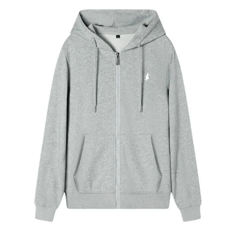 Men's long sleeved hooded sweatshirt hot selling zipper closure drawstring casual sportswear embroidered sweatshirt jacket