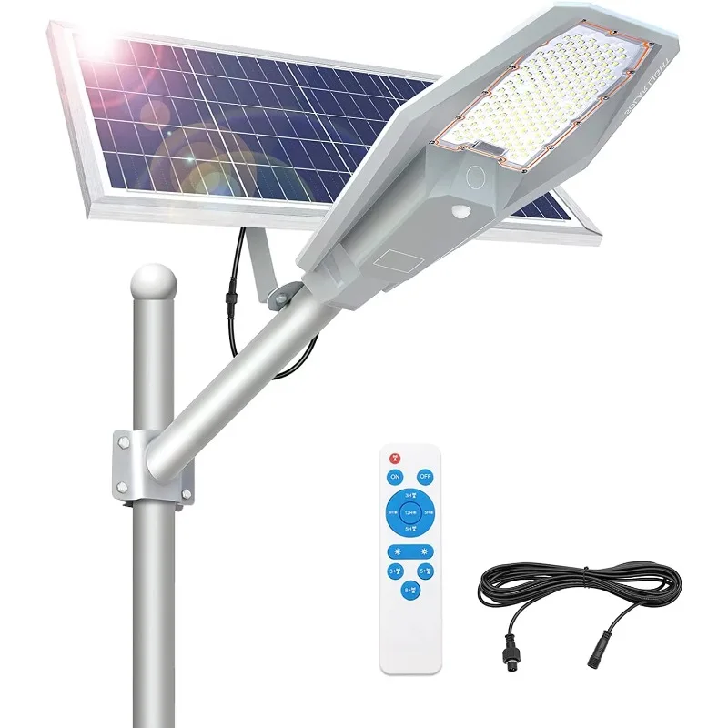 Solar Led Street Light With Remote Control Waterproof Outdoor Lamp For Garden Yard Pathway And Security Lighting Use Ip65 Rated