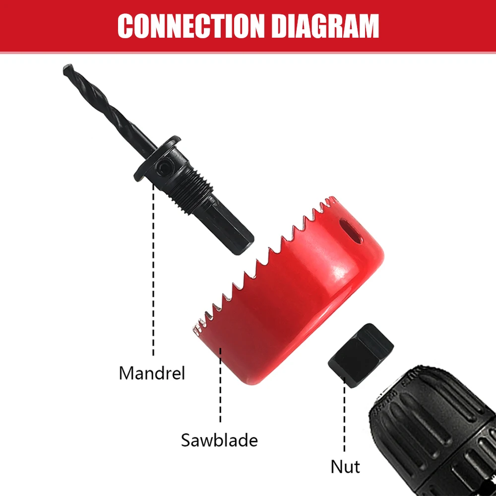 Juego de sierra perforadora de 19-152mm, broca de corona de madera para tablero de yeso, tablero de densidad de plástico PVC, herramientas de carpintería de Metal