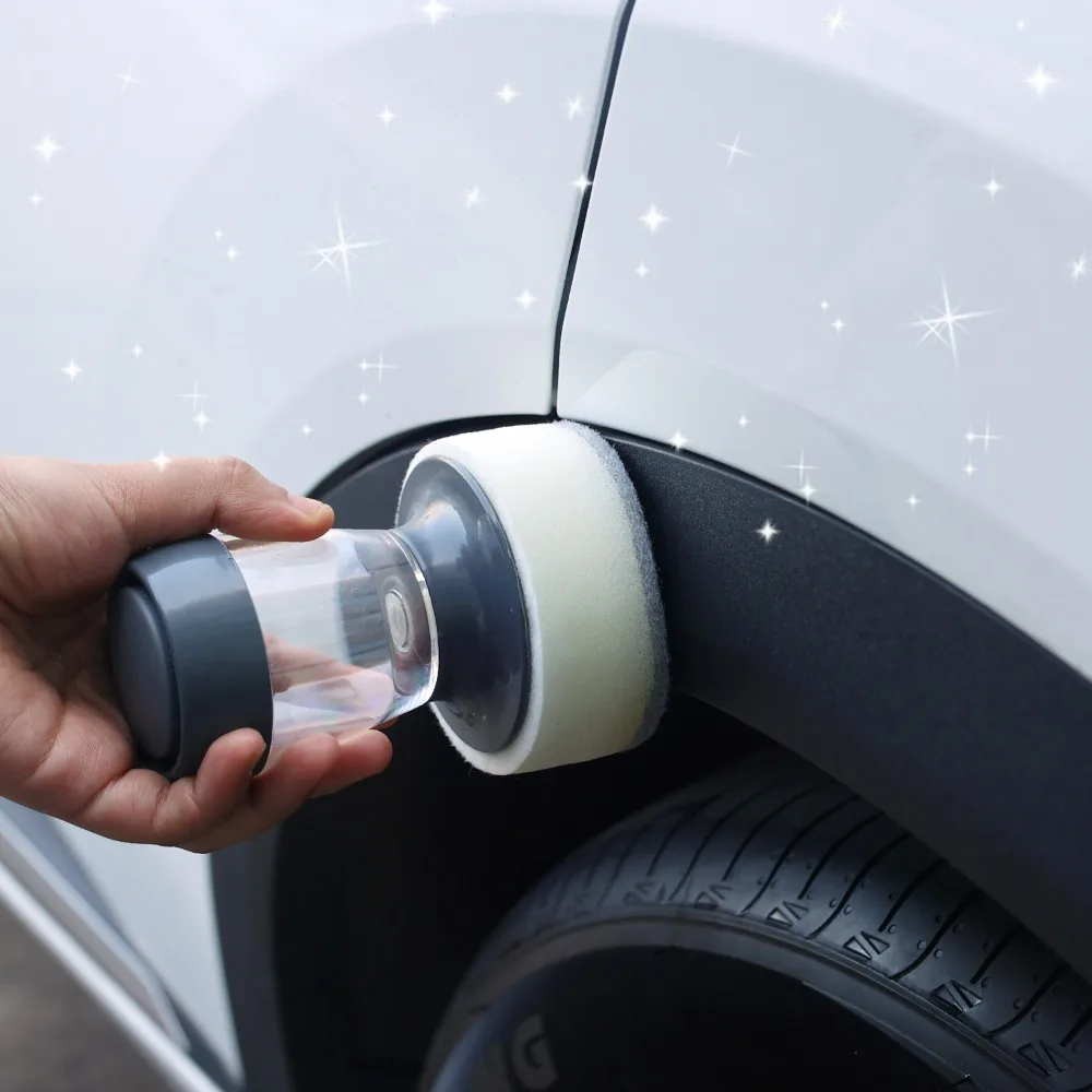 Reusable Waxing Sponge Applicator High Density Foam Pad Plastic Handle Car Polishing Tire Shine Auto Detailing Cleaning Tools