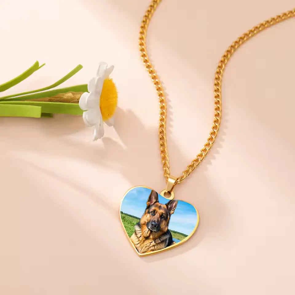 COOLTIME مخصص صورة قلادة الفولاذ المقاوم للصدأ شخصية مخصصة طباعة صور قلادة قلادة المفاتيح مجوهرات للرجال النساء #3