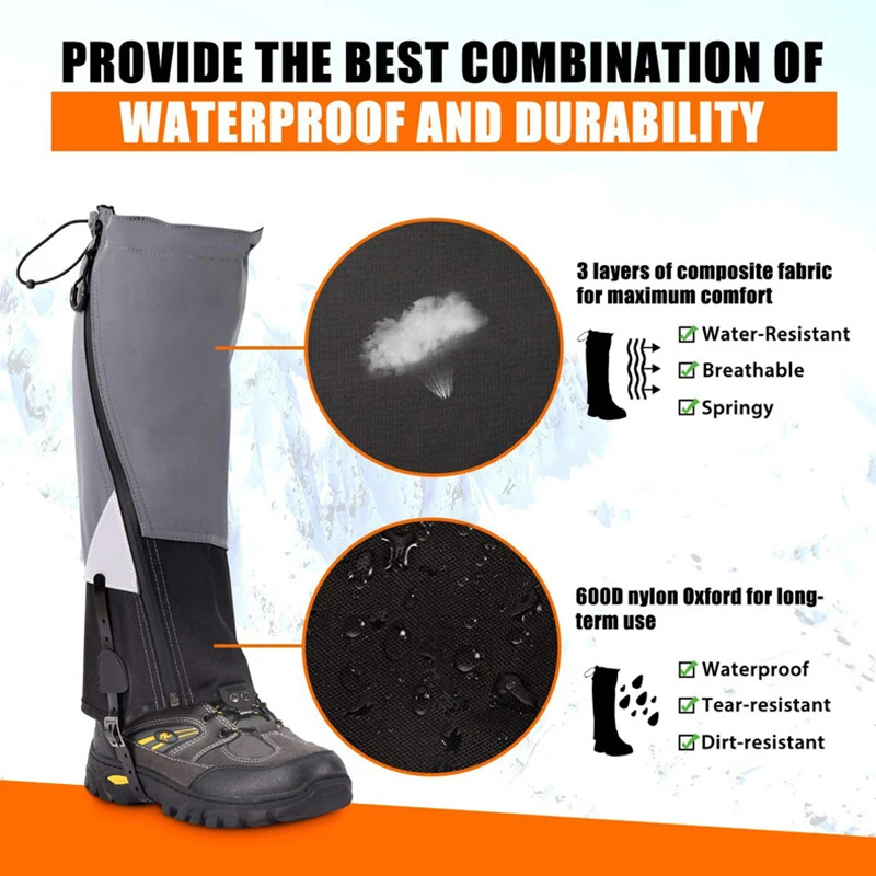 

Convertible Outdoor Gaiter Leg Warmers, 1 Pair Multi-Use as Shoe Covers, Knee Pads & Ankle Guards, Waterproof & Windproof