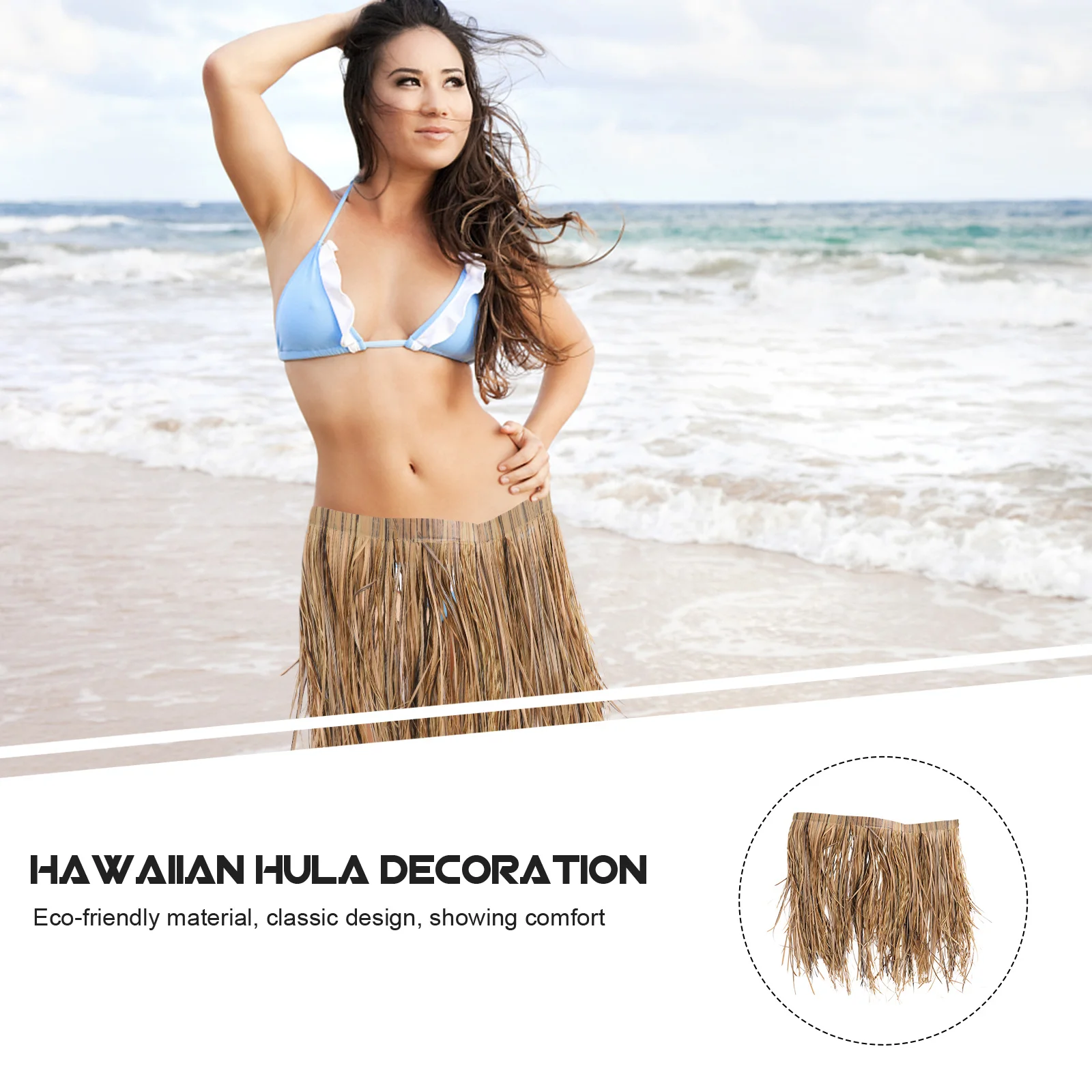 

1pc Hawaii Hula Dress Brown Simulated Straw Skirt For Party Table Decor Festival Performance Luau Dance Skirt Kitchen Bar