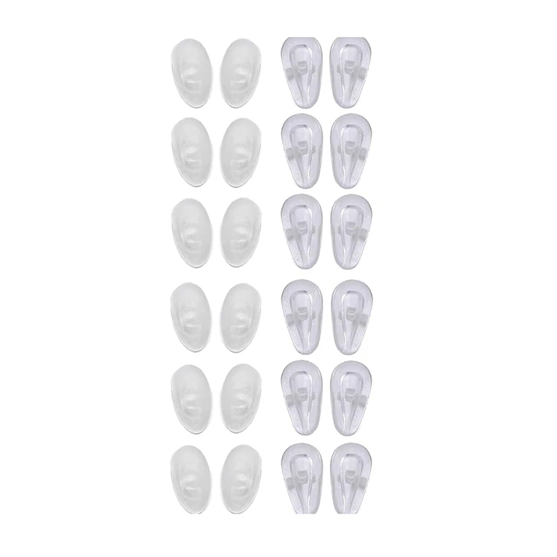 12 Pairs Of Soft Jelly-Like And Air Chamber Silicone Nose Pads Screw-In Glasses Nose Pads With Gold And Silver Screws Durable