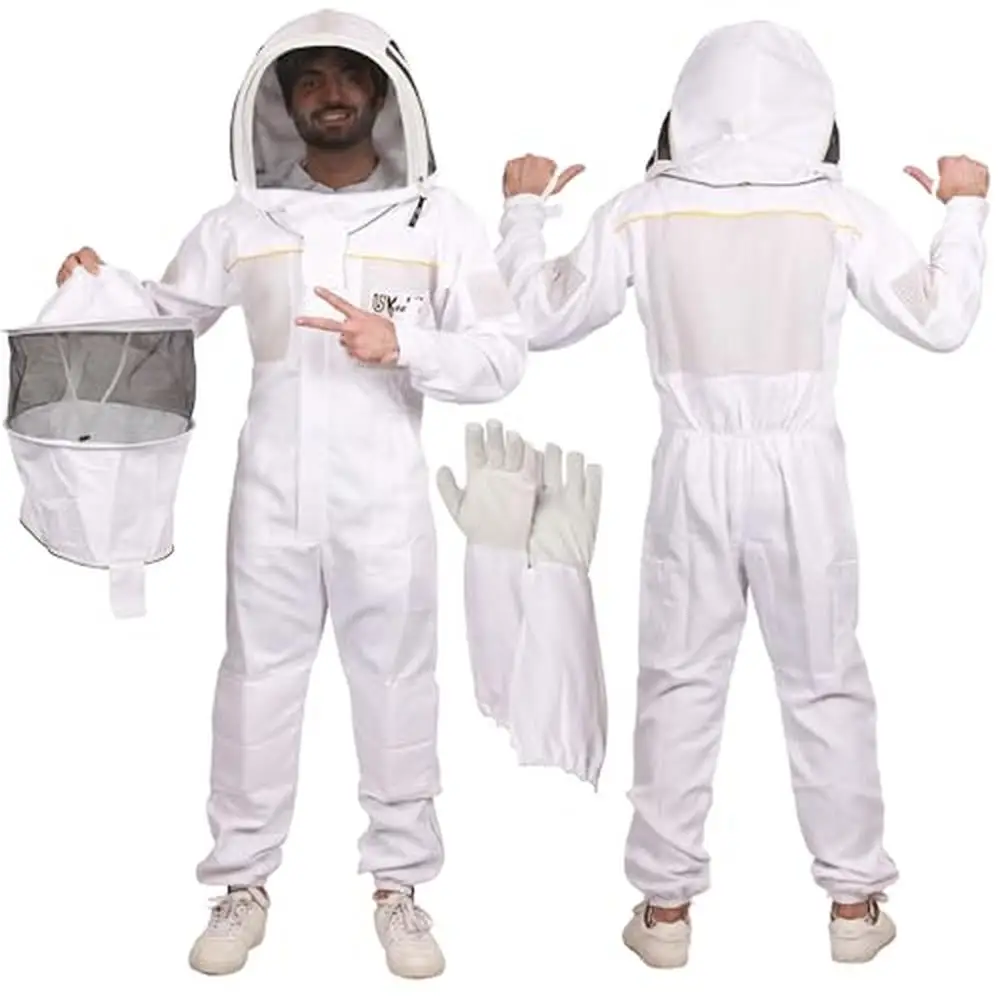 

Ultra Ventilated Beekeeping Suit with Detachable Veils & Goatskin Gloves Lightweight & Protective Beekeeper Suit Men & Women