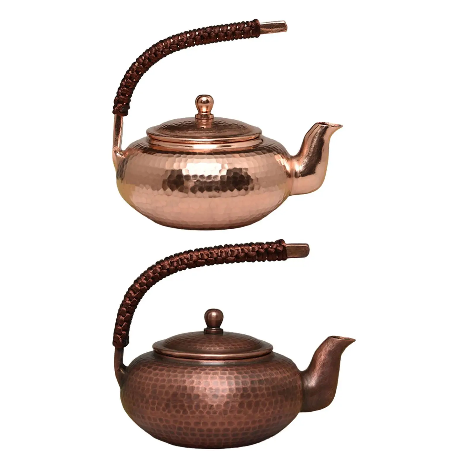 Pure Copper Teapot Half Moon Retro Wrapped Handle for Camping Home Kitchen