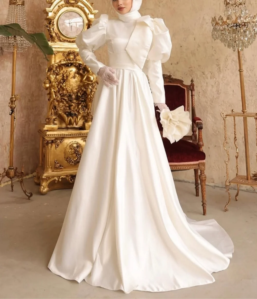 

Customized Charmeuse Pleat High Collar A-line Floor-length Bespoke Occasion Dress Woman Elegant Party Wedding Modern Style