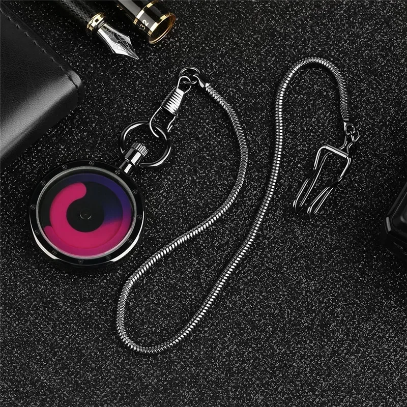 Unique Clock Whirlpool Turntable Dial Men Women Pendant Quartz Pocket Watch Snake Waist Chain Collectable Timepiece Gift Reloj
