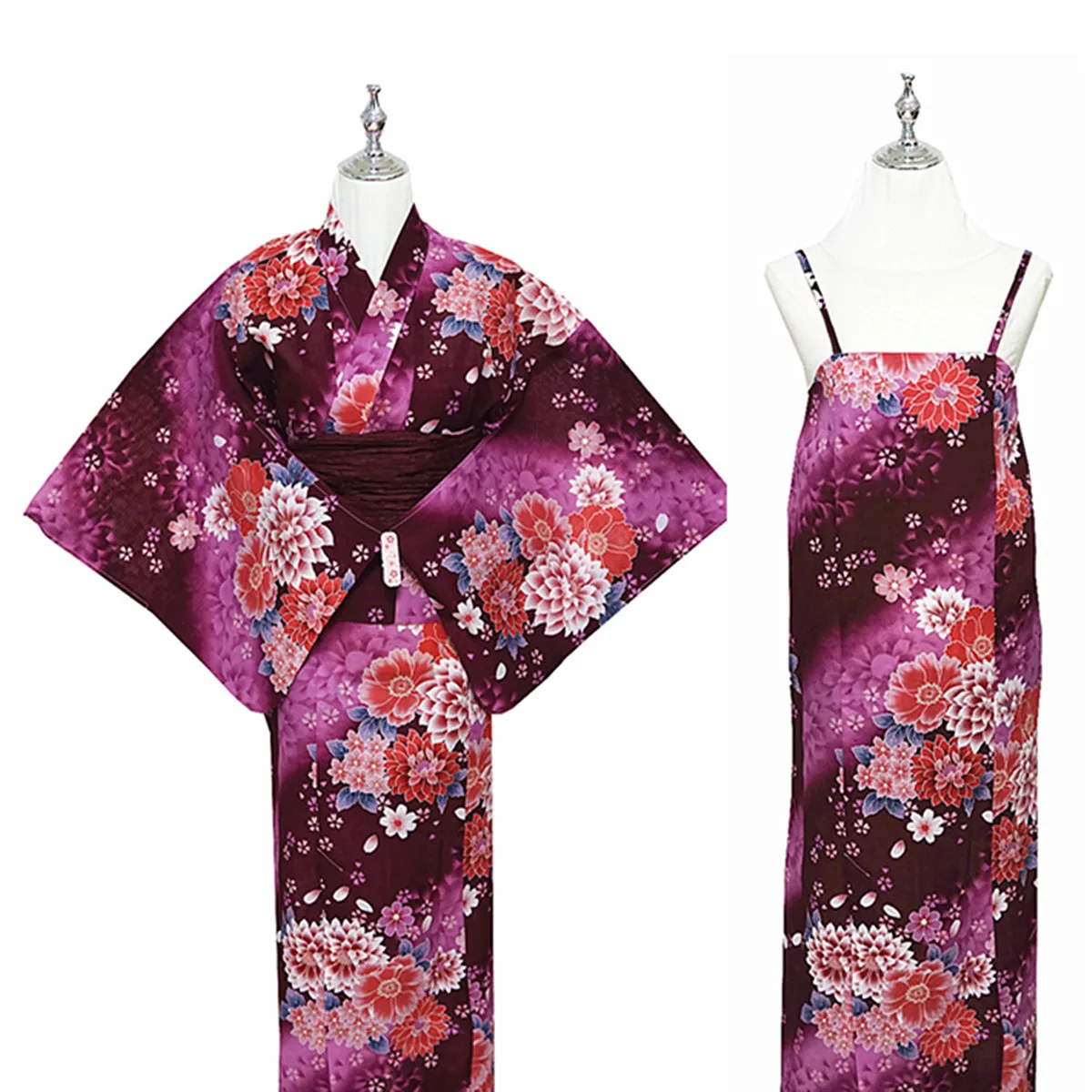 Traditional Women's Kimono Bathrobe Cotton Fabric Two-Piece Set with Sash Authentic Japanese Style Summer New Arrival