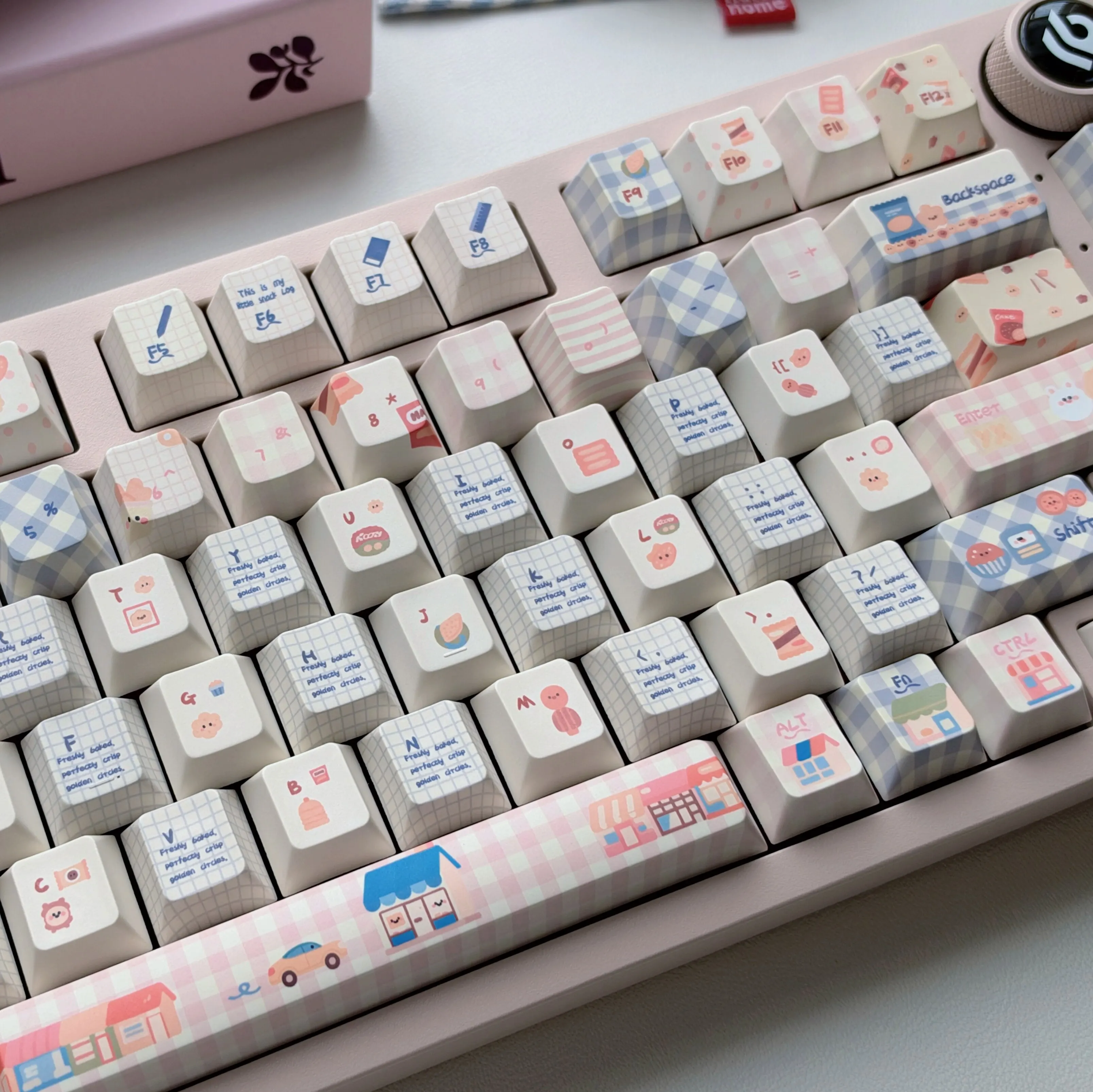 MAIMOOO Cute Hand-painted Style Keycap Cherry/MOA PBT Thermal Sublimation Cookie Diary Theme Keycaps for Mechanical Keyboard