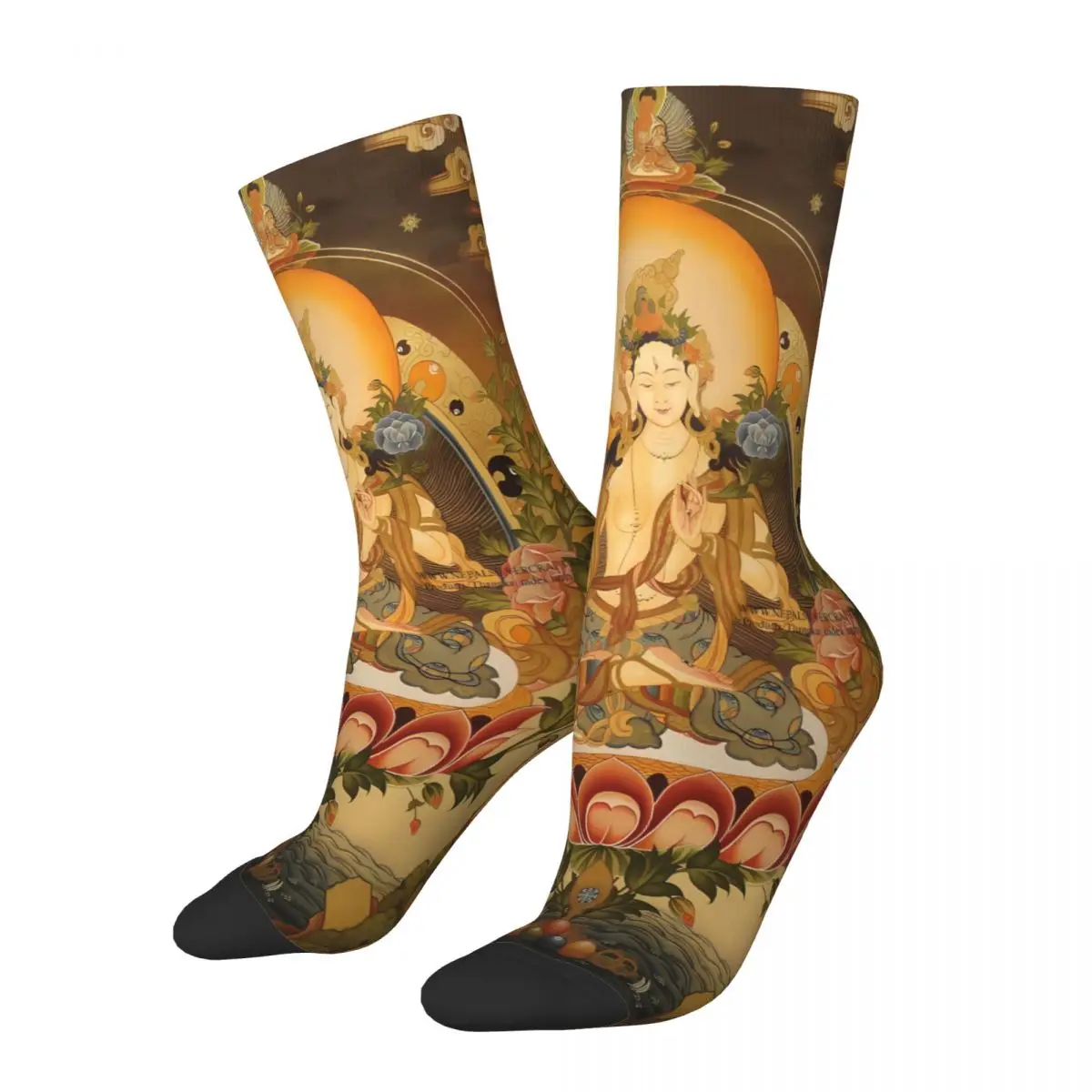A Buddism Godness Guanyin Sock Printed Man Polyester