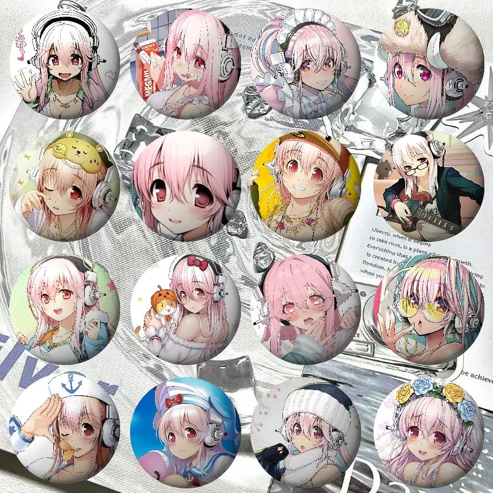 S-Super Sonico Badge Pins For Friend, Backpack, Clothing, Collectible Accessories, Jewelry Gift