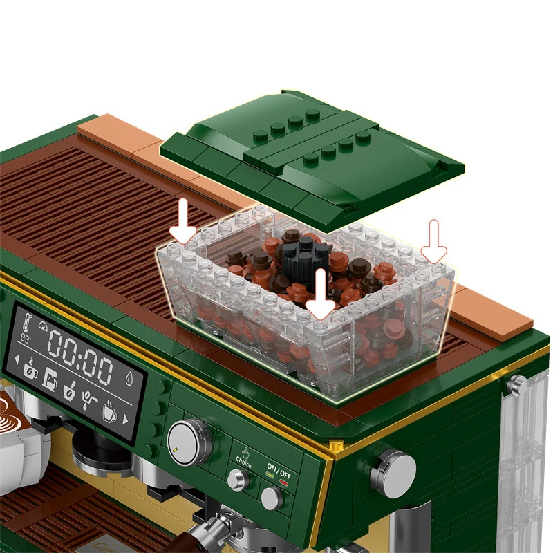 ماكينة صنع القهوة الكلاسيكية 928 بكسل، ماكينة صنع القهوة اليدوية المقلدة الكلاسيكية، مكعبات تزيين سطح المكتب للأطفال والكبار
