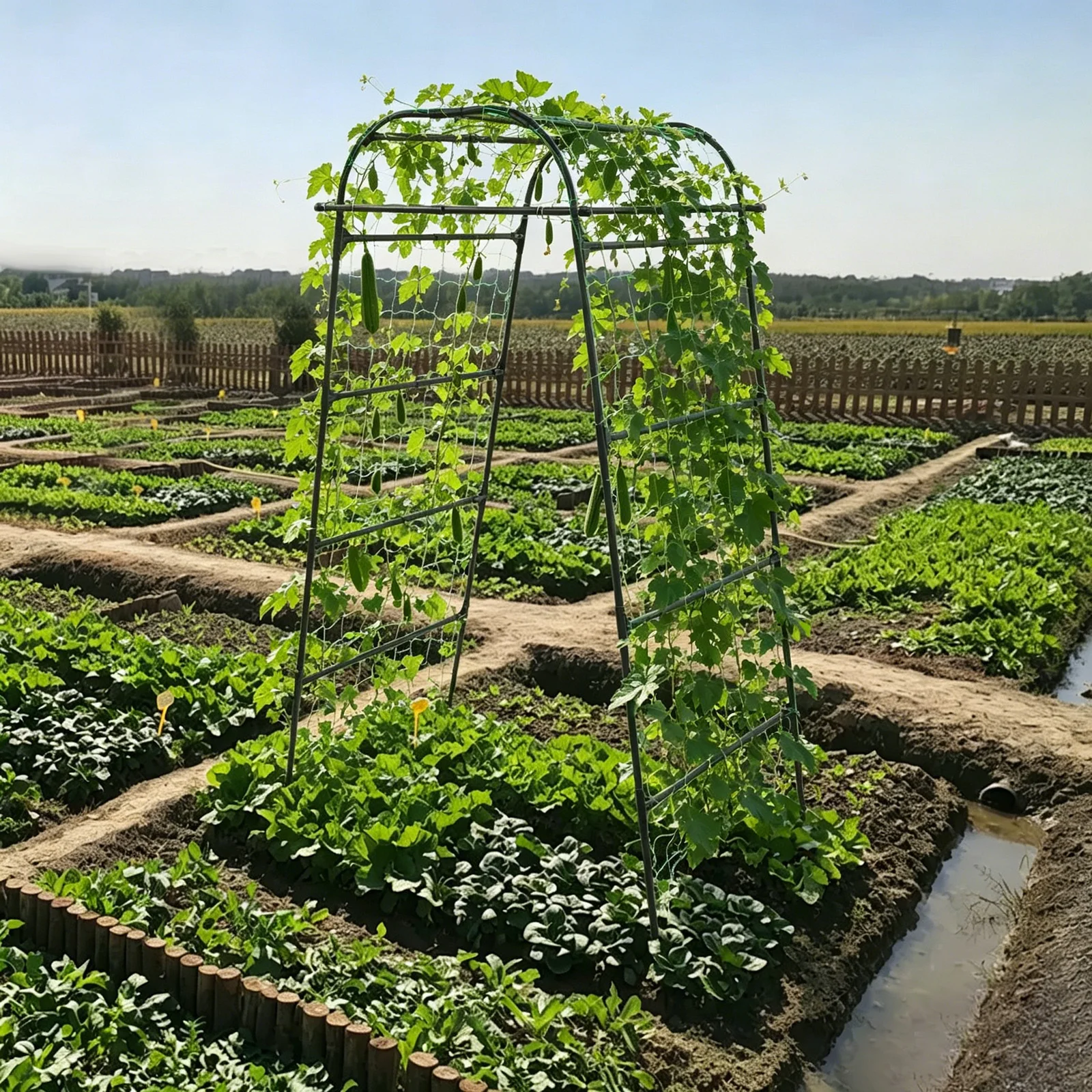 Garden Arch Trellis 82.7in Tall, Climbing Plant Support 35.4x31.5in, Steel Arbor for Cucumber Grape Vine Tomato