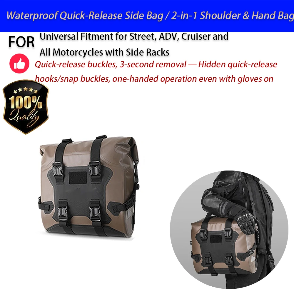 For Motorcycle Waterproof Quick Release Side Bag 25-32L Utility Saddlebag Shoulder No-Drill Accesorios Moto