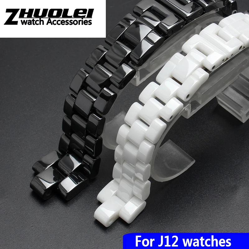 For ceramics wristband high quality women\'s men\'s watch strap Fashion bracelet black white 16mm 19mm