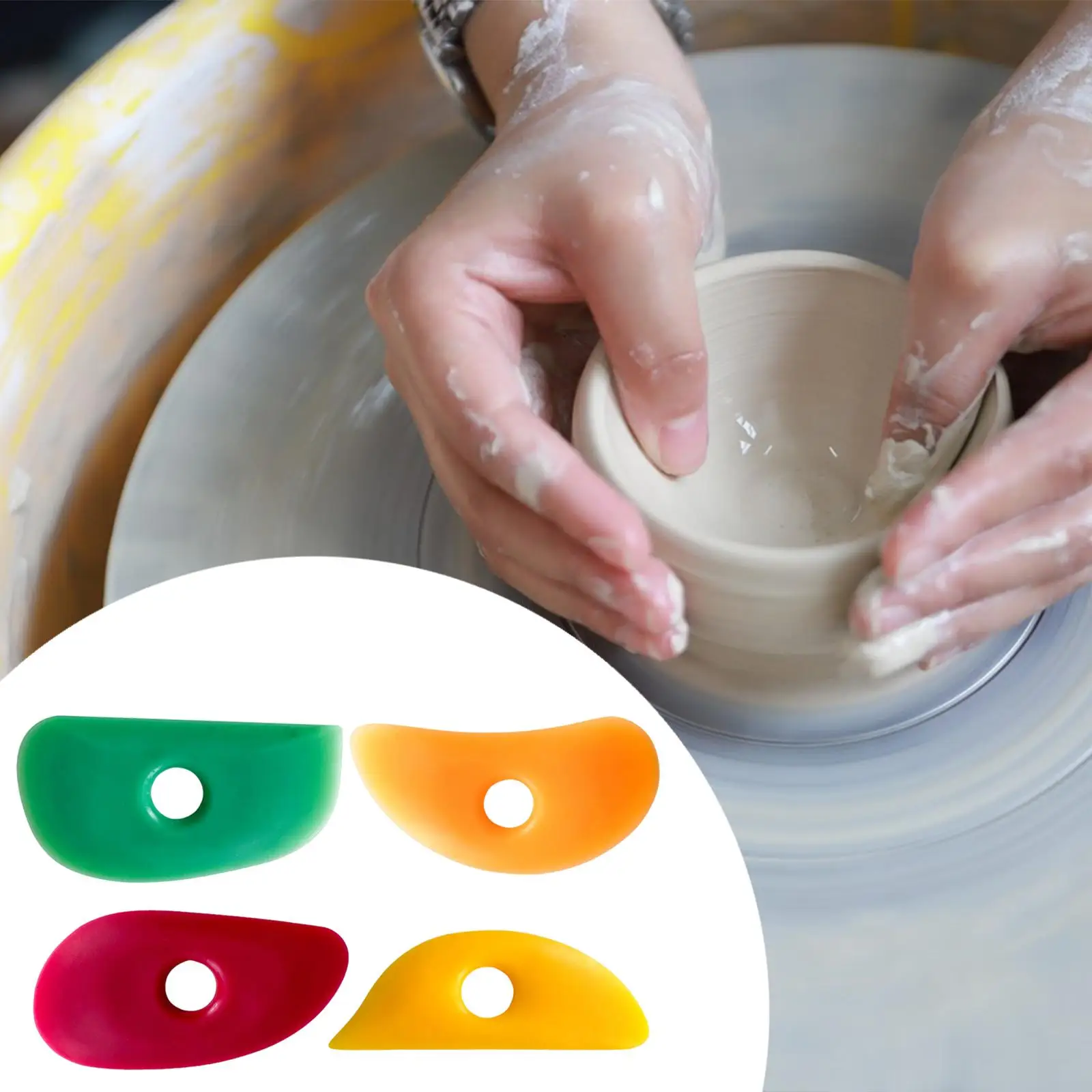 Potters Clay Rib Silicone Carving Shaper Multicolor Ceramics Molding Tool Set for DIY Pottery Projects