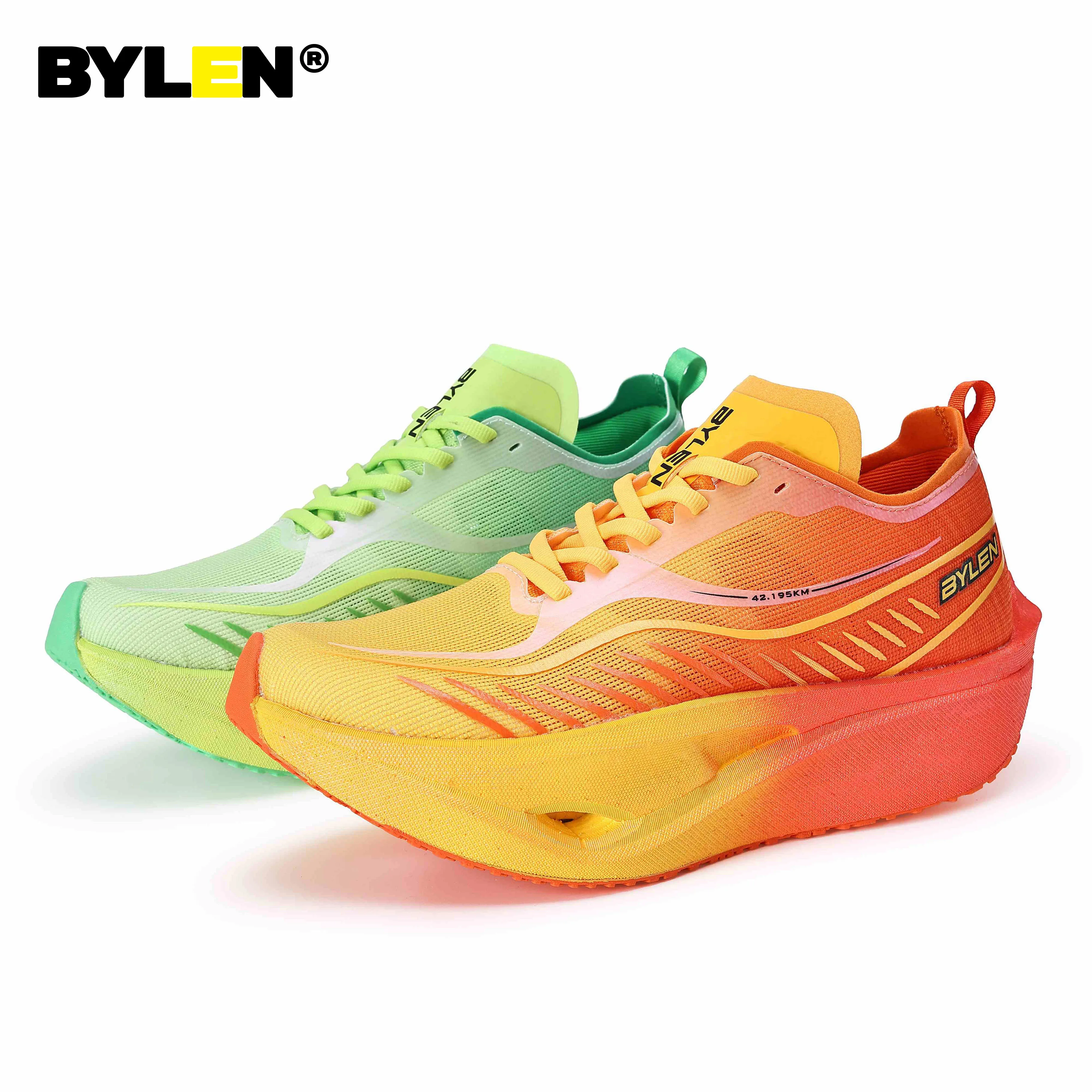 

BYLEN Full Palm Carbon Plate Marathon Men's Running Shoes Sports Professional Marathon Lightweight Breathable Female Sneakers