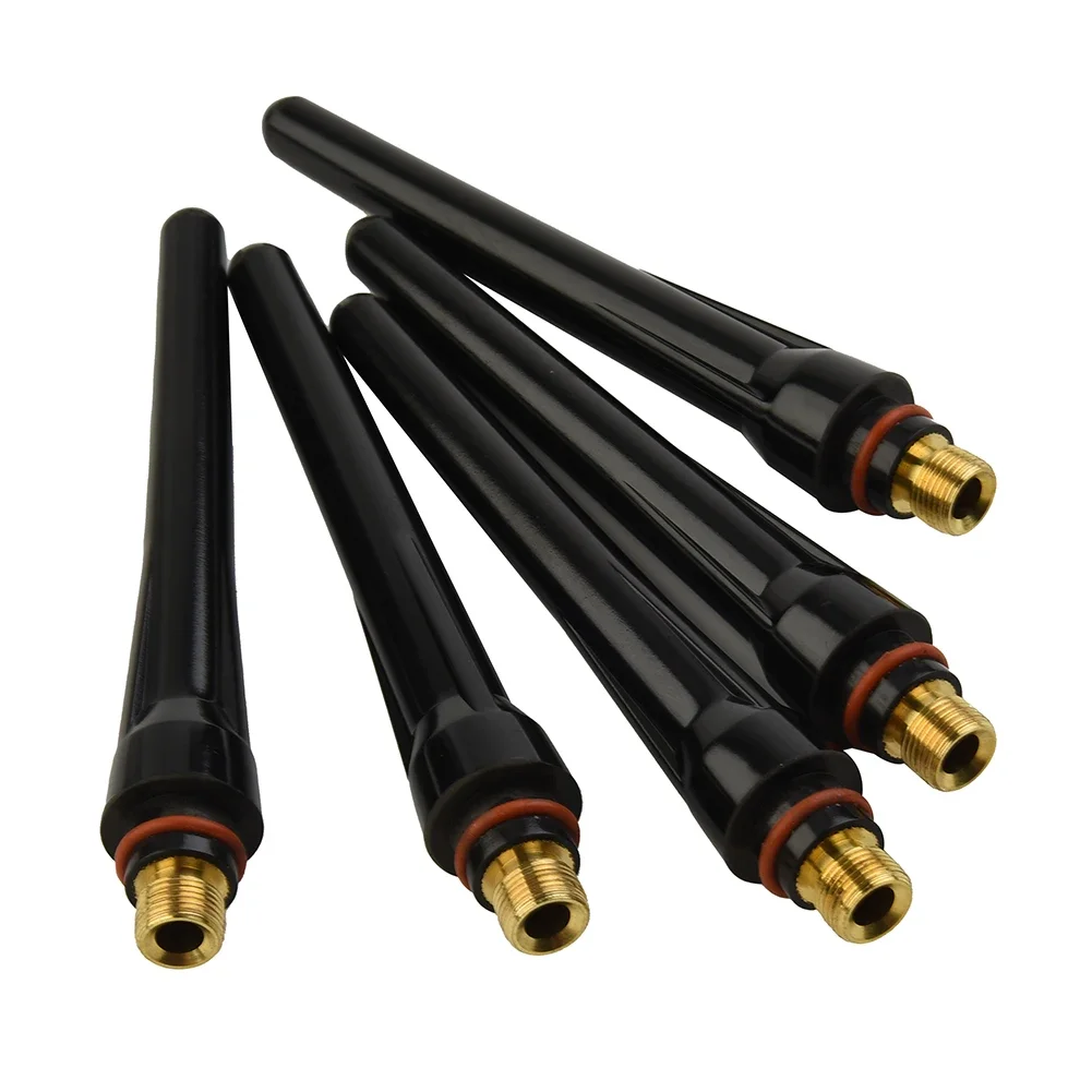 Black Long Back Cup For Tig Welding Torch 5pcs Accessory Tool 57Y02 WP-17 WP-18 WP-26 WP18 Stock Lot Part Accs