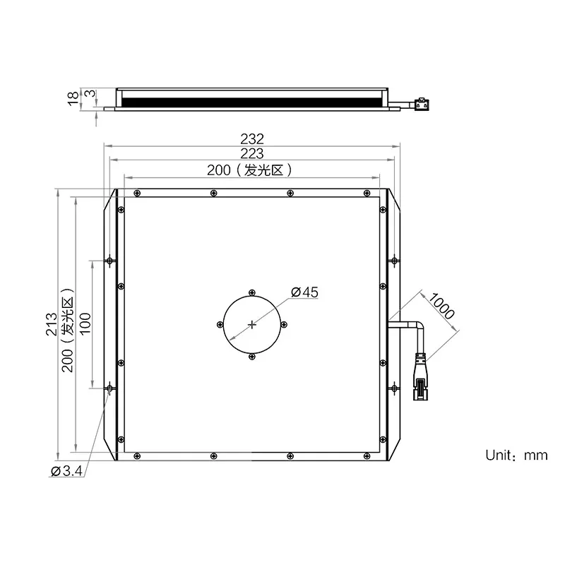 Machine Vision Open-hole Surface Light Source MV-LBES-H-200-W Industrial Automation Inspection LED