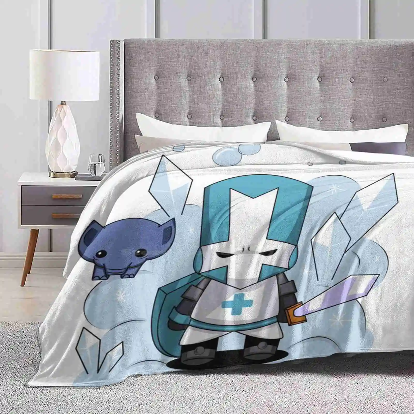 Castle Crashers Blue Knight Best Selling Room Household Flannel Blanket Castle Crashers Blue Knight Gaming Ice