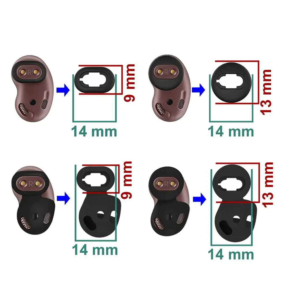 For Samsung Galaxy Buds Live XDcase 4 Pairs Silicone Ear Tips & Ear Hooks Kit, Left & Right S/L Size, Cleaning Brush Color Rando image 2